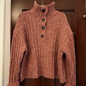 Zara Ribbed Turtleneck Sweater - Rust